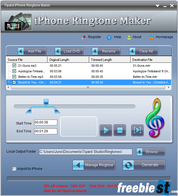 Tipard iPhone Ringtone Maker serial key code genuine license