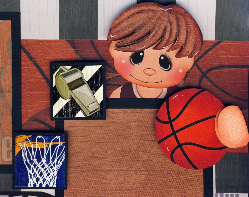 Basketball 2 Premade Scrapbook Pages Paper Piecing Layout Boy Girl