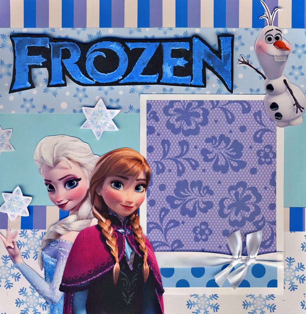 FROZEN DISNEY girl 2 PREMADE SCRAPBOOK PAGES paper piecing BY CHERRY