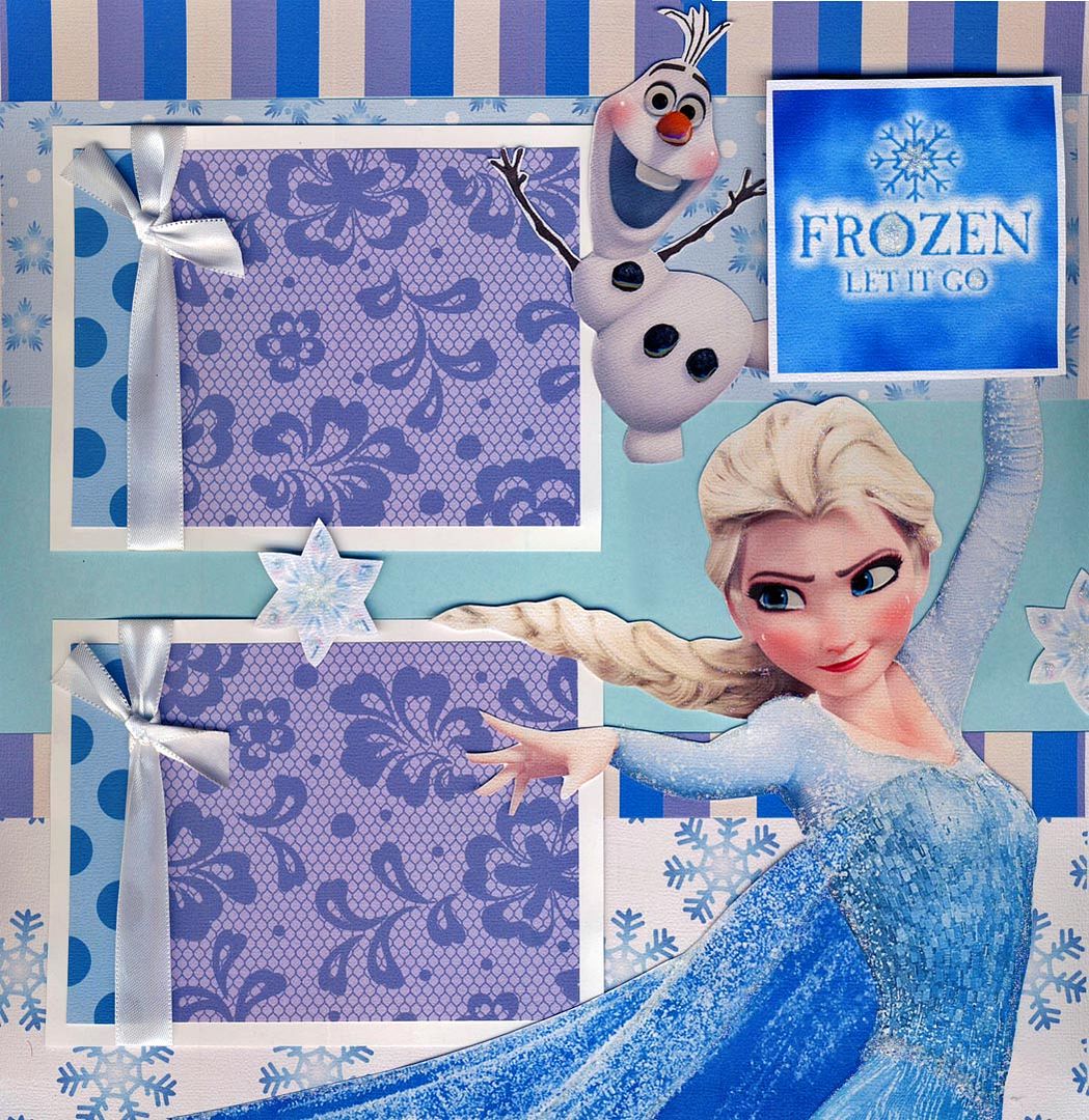 FROZEN DISNEY girl 2 PREMADE SCRAPBOOK PAGES paper piecing BY CHERRY