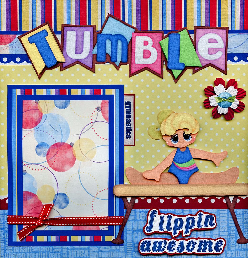 TUMBLING gymnastics girl 2 premade scrapbook pages paper piecing 4