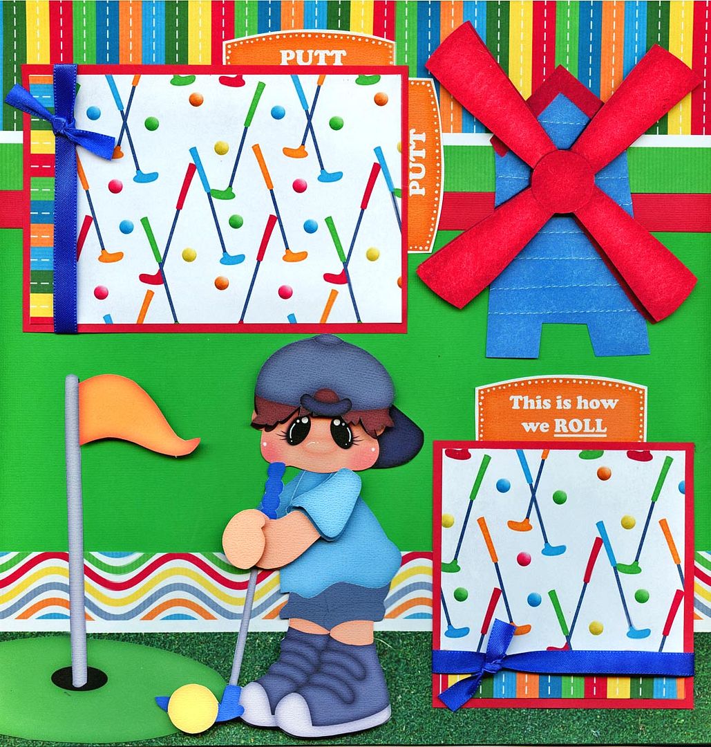 MINI GOLF putt putt 2 PrEmAdE ScRaPbOoK PaGeS paper piecing layout
