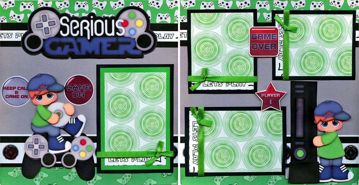 SERIOUS GAMER 2 premade scrapbook pages paper piecing xbox video