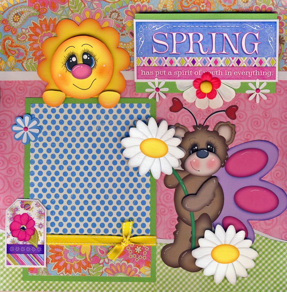 SPRING 2 PREMADE SCRAPBOOK PAGES 4 ALBUM paper piecing SCRAPBOOKING