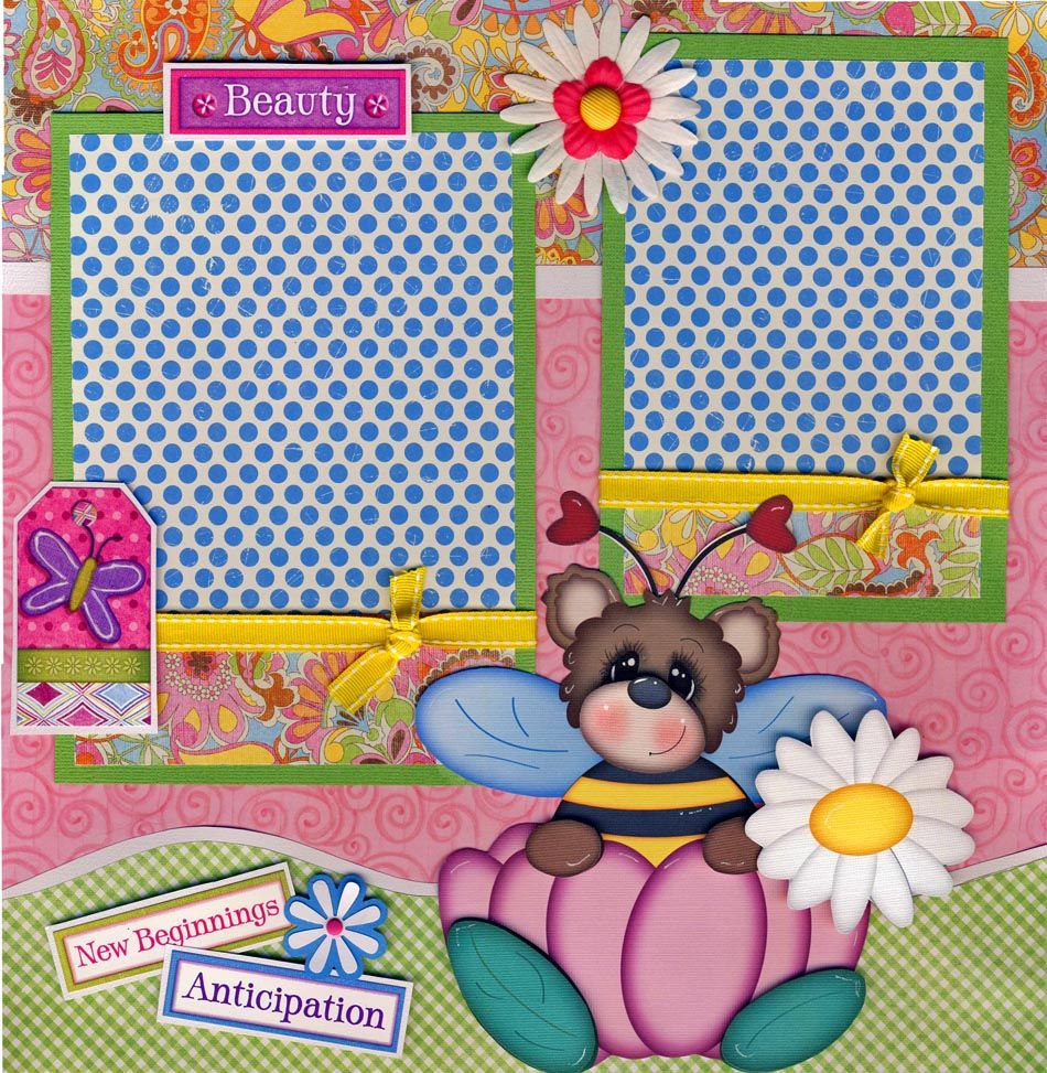 SPRING 2 PREMADE SCRAPBOOK PAGES 4 ALBUM paper piecing SCRAPBOOKING