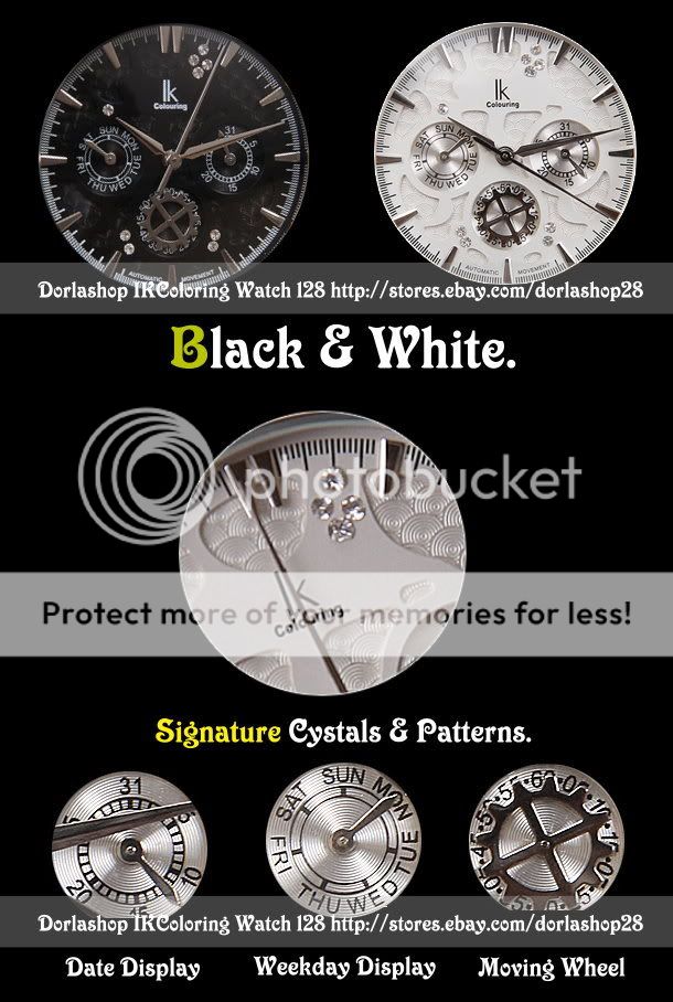 IK Watch for Couples Moving Wheel Calendar Automatic Black Steel Wrist 