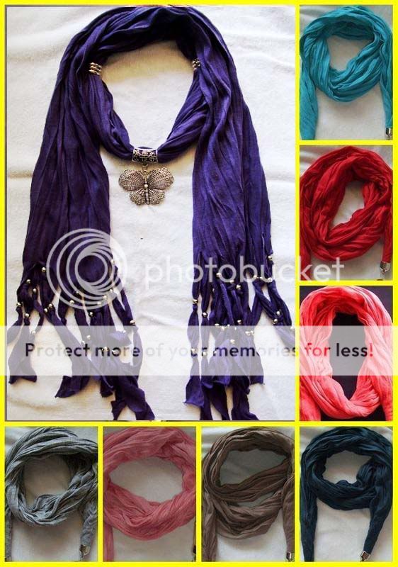   6pcs/Lt Women Wrap Butterfly Pendant Scarf Charm Fringes Scarves Shawl