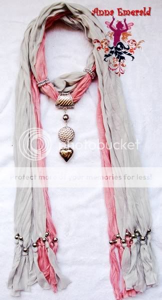   Cotton Mix Colors Heart Pendant Scarf Jewelry Necklace Scarves  