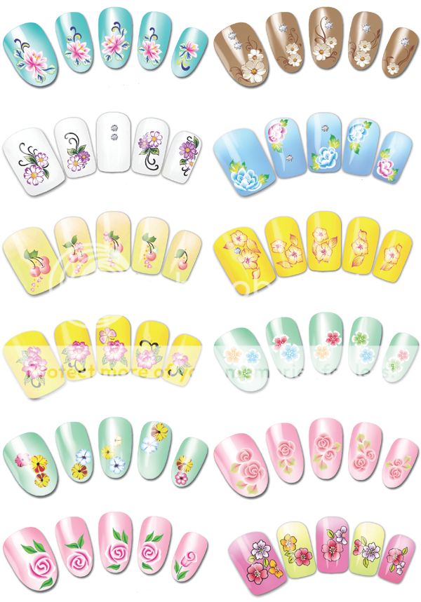 6SHEETS Lot Water Transfer Nail Art Stickers Decals Tattoo Butterfly Flower Love