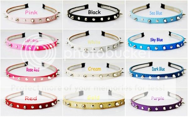 Women Accessories Head Bow Spike Rivets Studded Leather Hair Band Girls Hairwrap