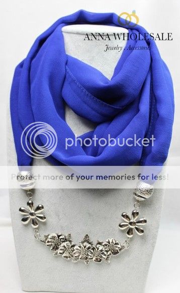   Flowers Pendants Jewelry Chiffon Scarf Jewelry Wrap Silk Scarves