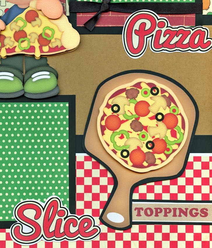 PIZZA LOVERS ~ 2 PrEmAdE ScRaPbOoK PaGeS paper piecing layout 4 album ...