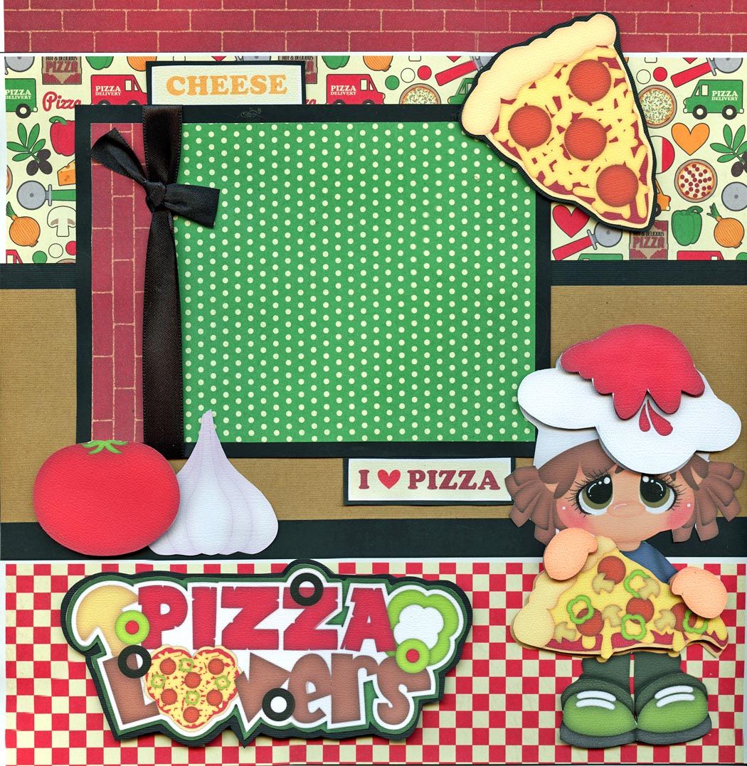 PIZZA LOVERS ~ 2 PrEmAdE ScRaPbOoK PaGeS paper piecing layout 4 album ...