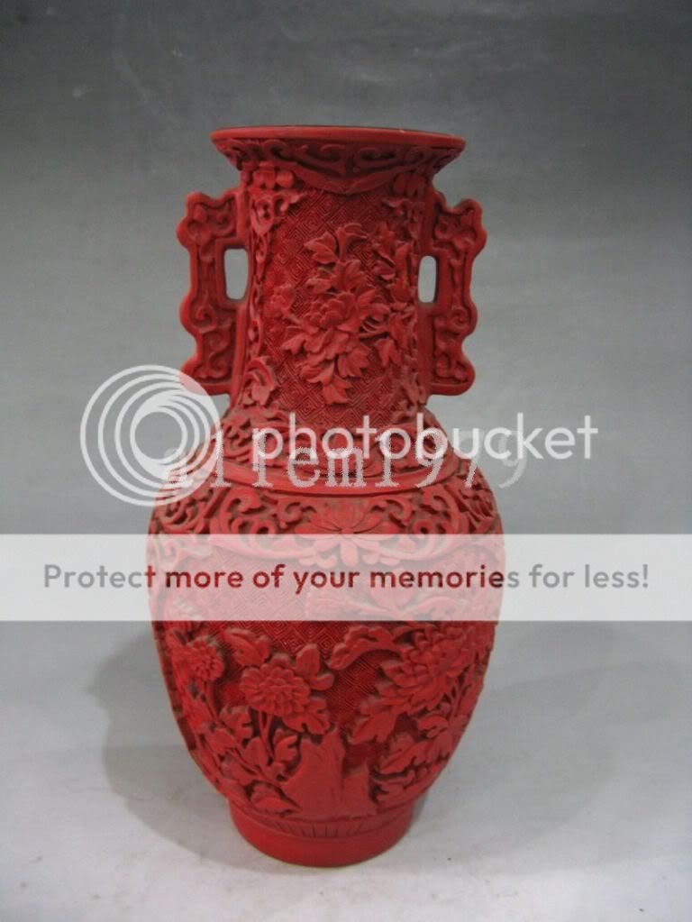 Chinese old spiritoso Junoesque Carved Red Cinnabar Lacquer flower 