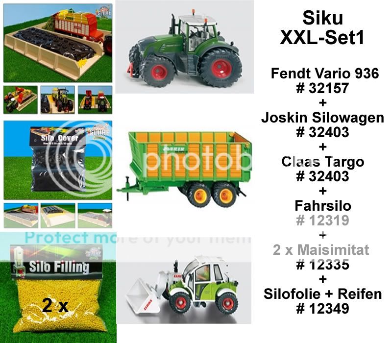 Siku XXL Set1 Fendt 936 + Joskin Silagewagen + Claas Targo + Silo