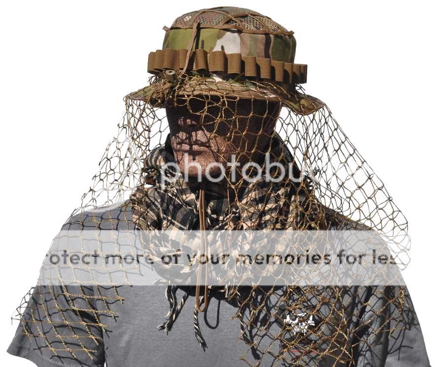 Sniper Ghillie Special Operations Boonie Hat Netting Camo Veil OD 