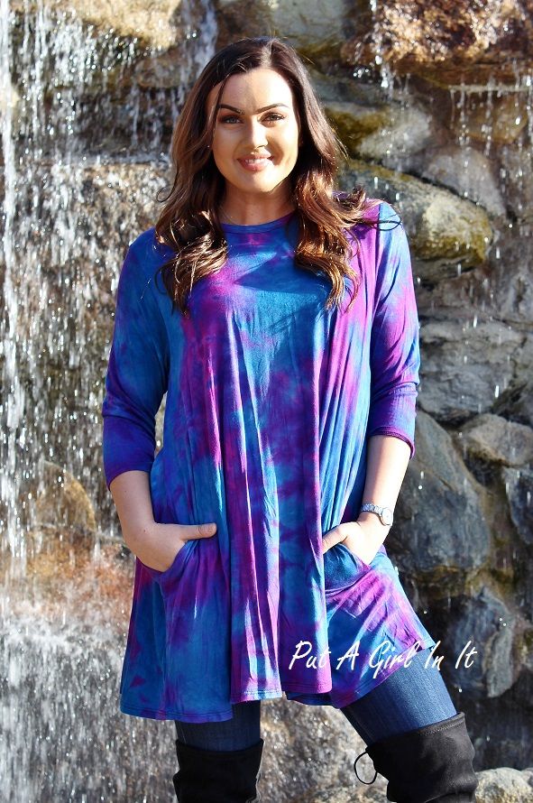 PLUS SIZE CORAL PINK TIE DYE KEYHOLE BOHO BABYDOLL BELL DRESS TUNIC 1X 2X 3X USA