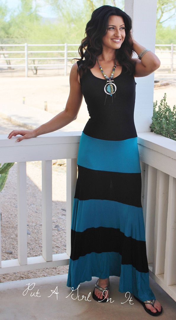 AQUA BLUE CORAL CHEVRON ZIG ZAG BOHEMIAN LONG MAXI TANK BOHO DRESS S M L XL