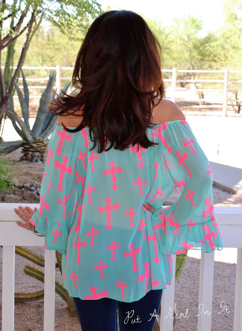 MINT GREEN WHITE TIE DYED ON or OFF SHOULDER GYPSY PEASANT TOP SHIRT S M L USA