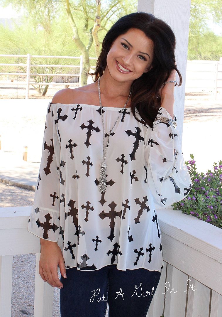 PLUS SIZE OFF WHITE CHIFFON CROSS OFF ON SHOULDER PEASANT TOP SHIRT 1X 2X 3X USA