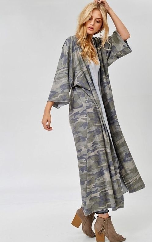 camo duster cardigan
