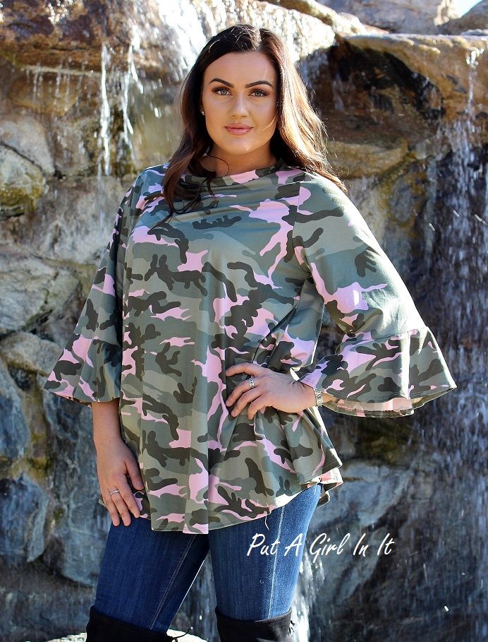 women's plus size pink camouflage clothing