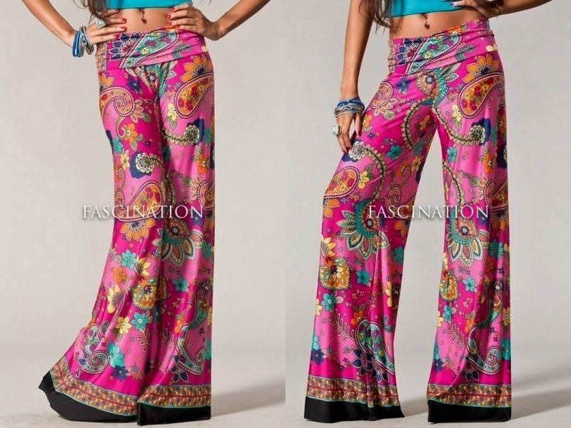 PINK PAISLEY FLORAL FOLDOVER TALL WIDE LEG FLOWY YOGA SUVA PALAZZO ...