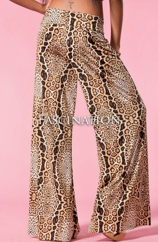 cheetah wide leg pants