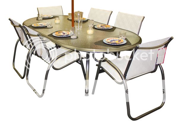 Telescope Casual Gardenella Sling Cast Aluminum Outdoor Patio 7pc Dining Set