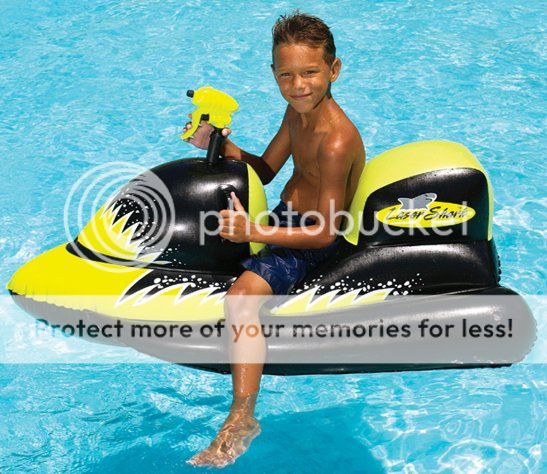 Swimline Laser Shark Ride on Inflatable Pool Float Toy with Squirt Gun